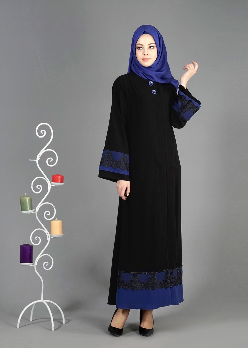 Tesettür giyim SİYAH T 8139 Gino Tesettür Ferace-Alv Fashion