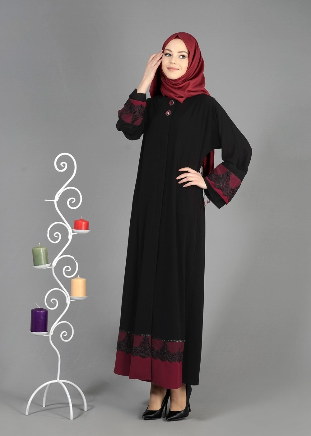 Tesettür giyim SİYAH T 8139 Gino Tesettür Ferace-Alv Fashion