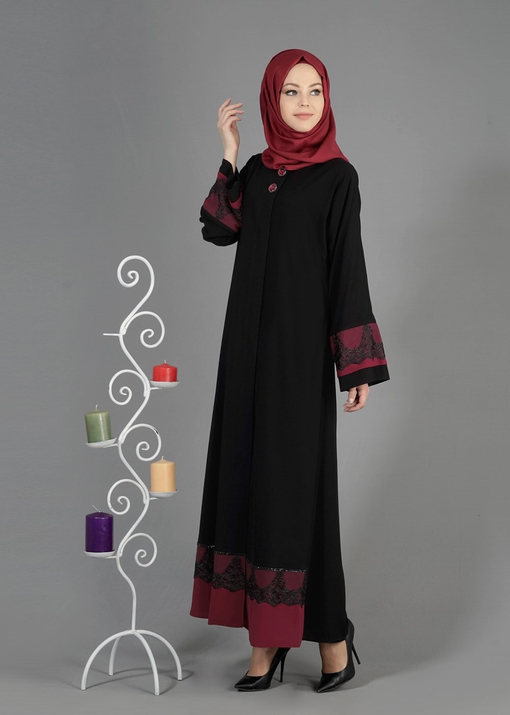 Tesettür giyim SİYAH T 8139 Gino Tesettür Ferace-Alv Fashion