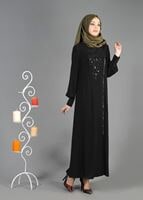 Tesettür giyim SİYAH T 8156 Gino Tesettür Ferace-Alv Fashion