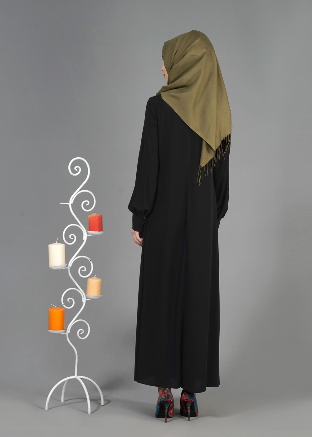 Tesettür giyim SİYAH T 8156 Gino Tesettür Ferace-Alv Fashion