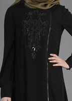 Tesettür giyim SİYAH T 8156 Gino Tesettür Ferace-Alv Fashion