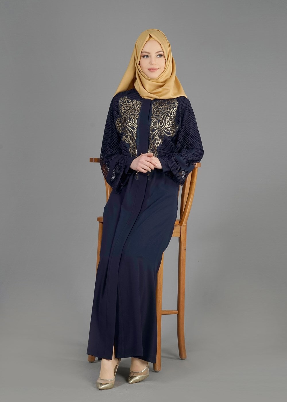 Tesettür giyim LACİVERT T 8108 Alya Tesettür Ferace-Alv Fashion