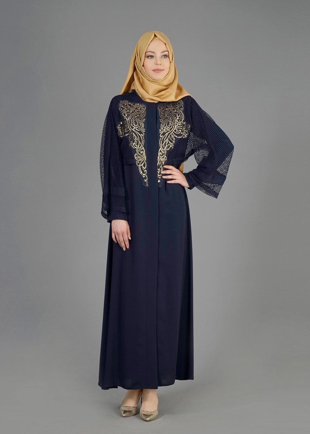 Tesettür giyim LACİVERT T 8108 Alya Tesettür Ferace-Alv Fashion