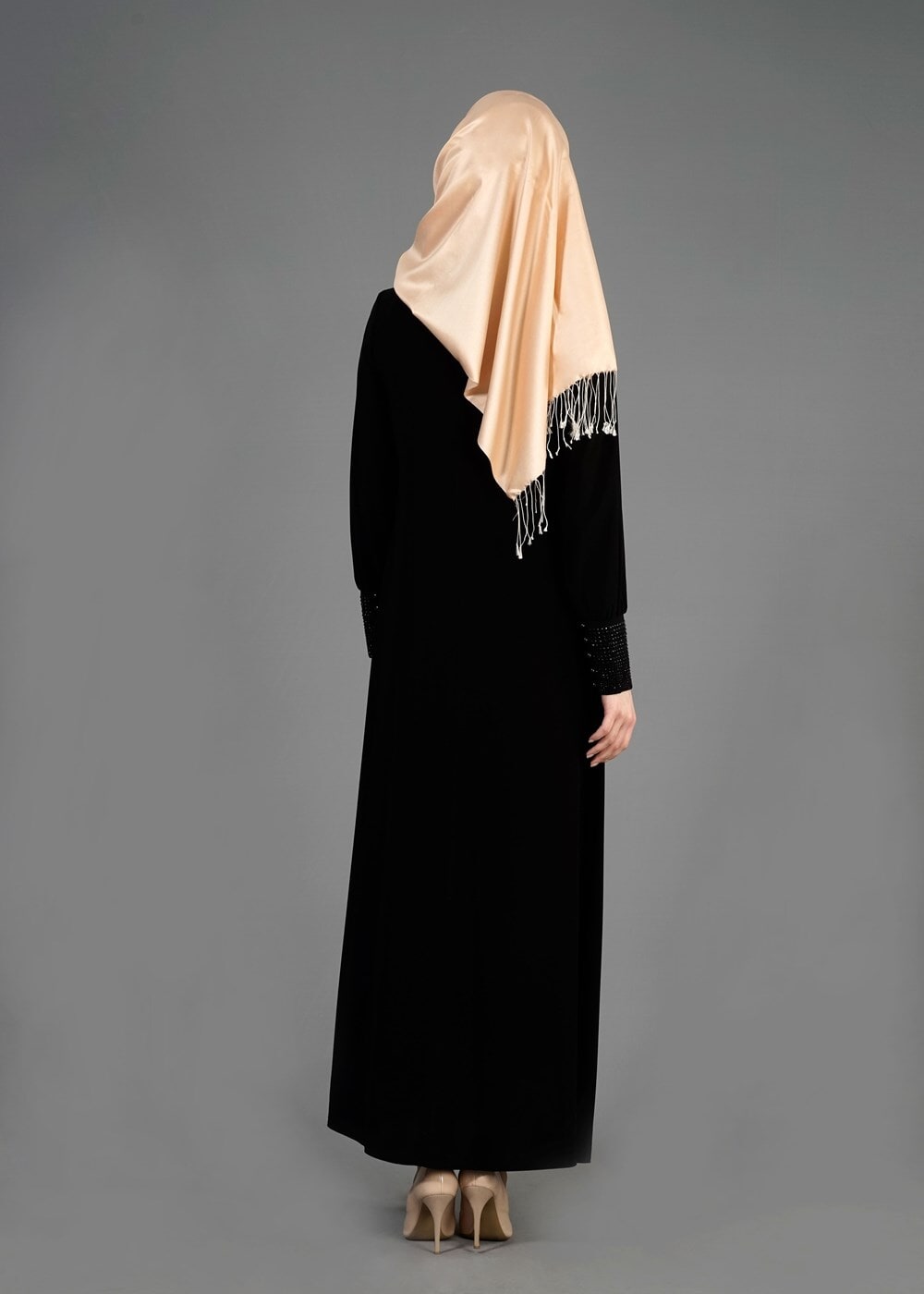 Tesettür giyim SİYAH T 8124 Gino Tesettür Ferace-Alv Fashion