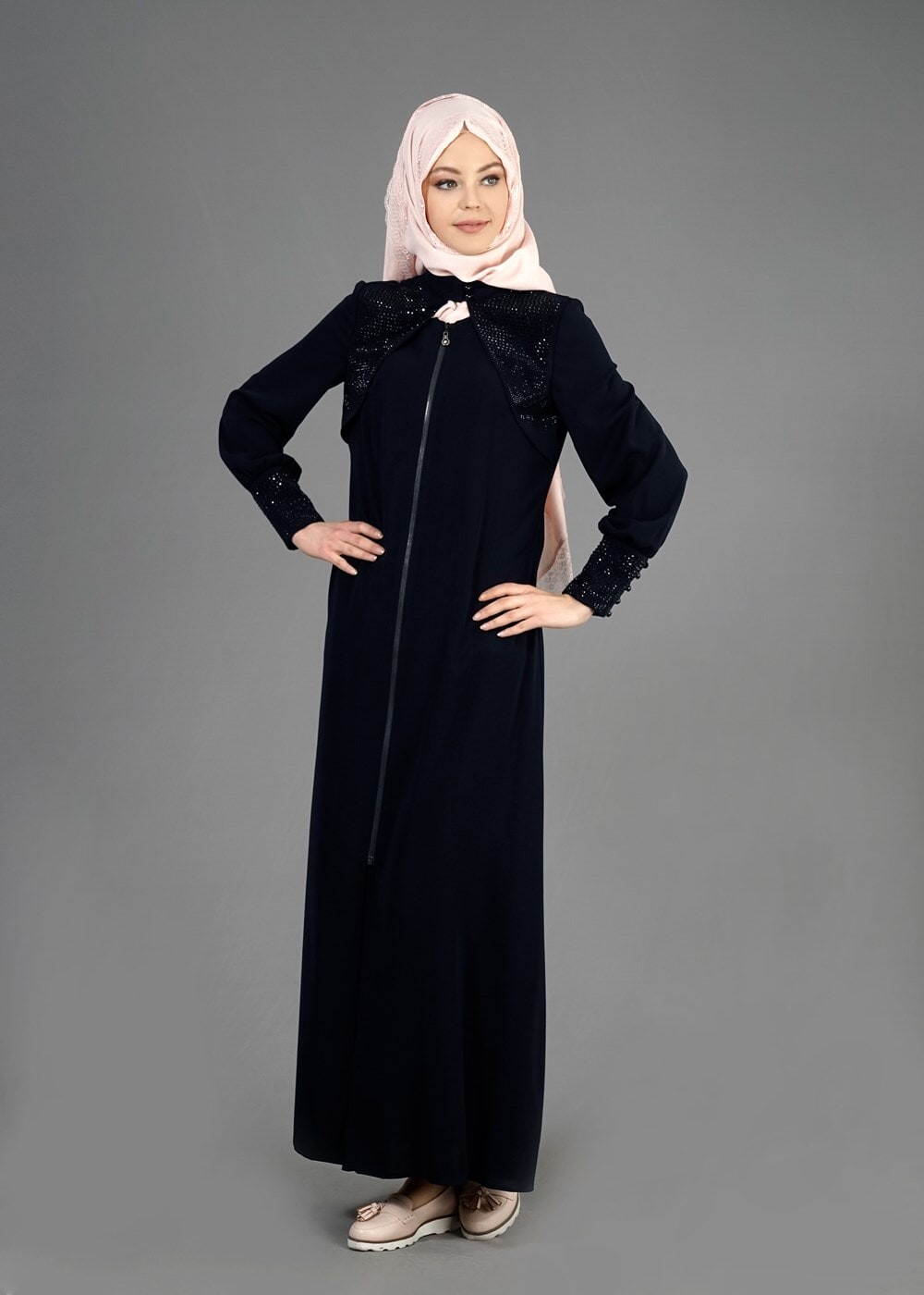 Tesettür giyim LACİVERT T 8124 Gino Tesettür Ferace-Alv Fashion