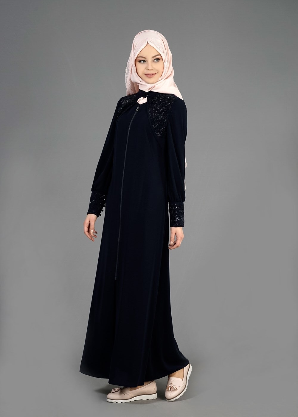 Tesettür giyim LACİVERT T 8124 Gino Tesettür Ferace-Alv Fashion