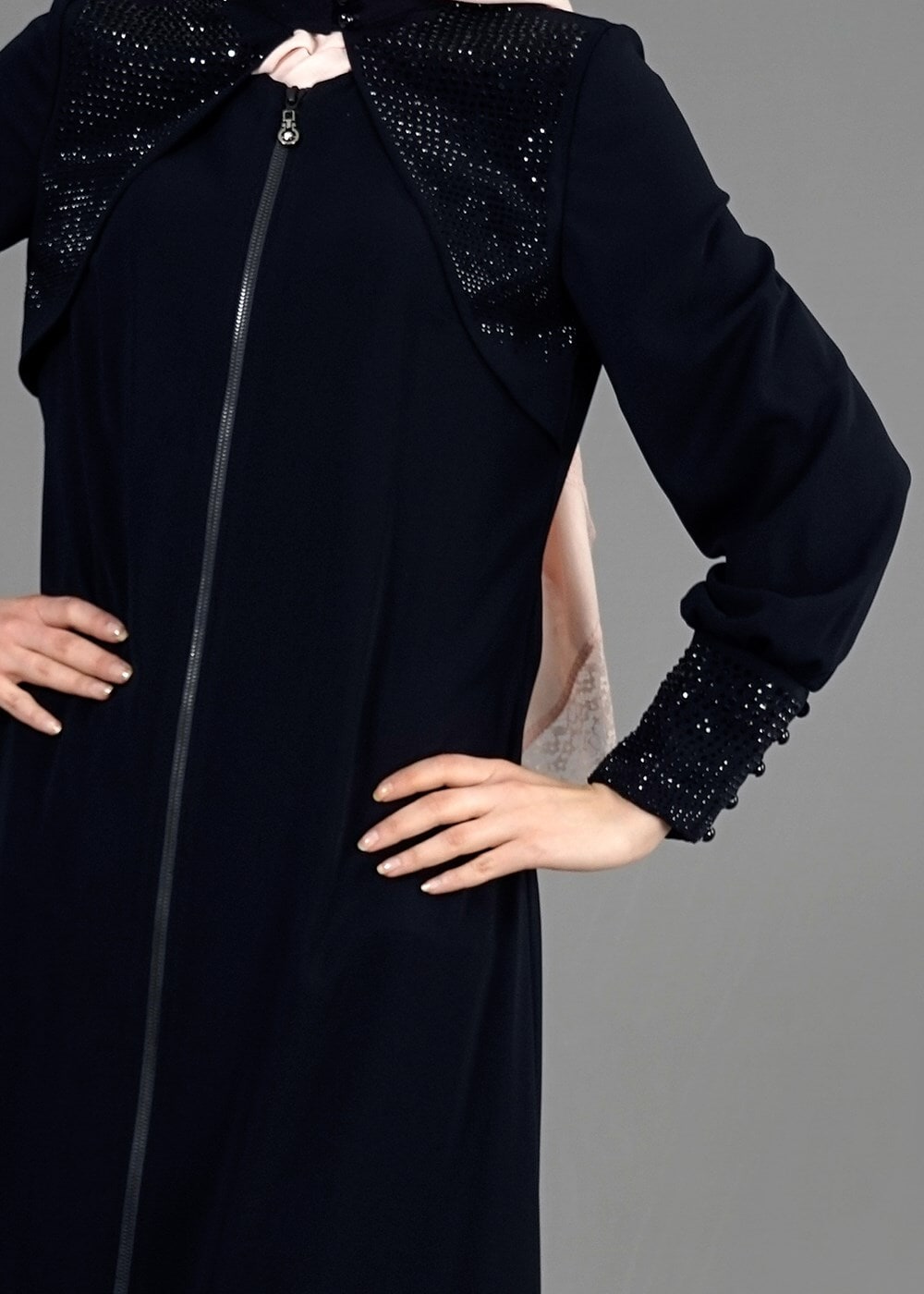 Tesettür giyim LACİVERT T 8124 Gino Tesettür Ferace-Alv Fashion