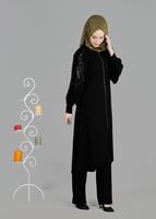 Tesettür giyim SİYAH T 8149 Sude Tesettürlü Pantolon Ferace-Alv Fashion