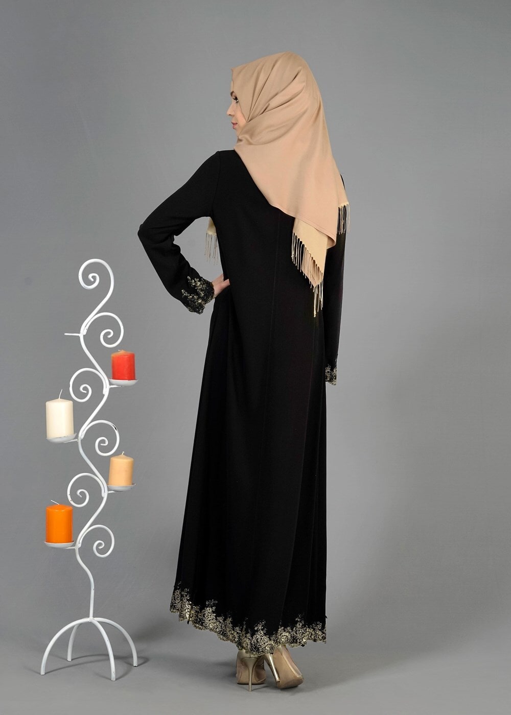 Tesettür giyim SİYAH T 8151 Gino Tesettür Ferace-Alv Fashion