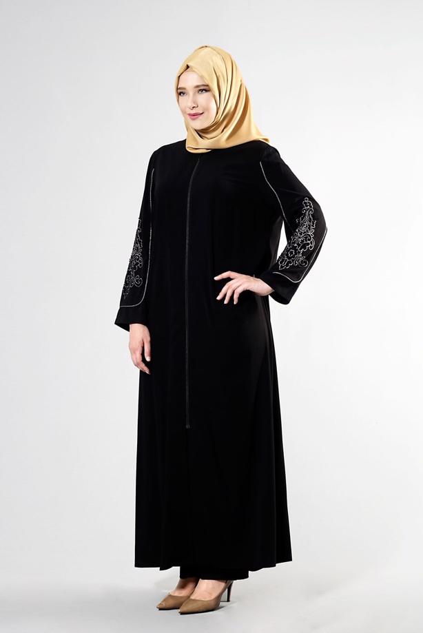 Tesettür giyim SİYAH T 8155 Gino Tesettür Ferace-Alv Fashion - TRENDTESETTÜR