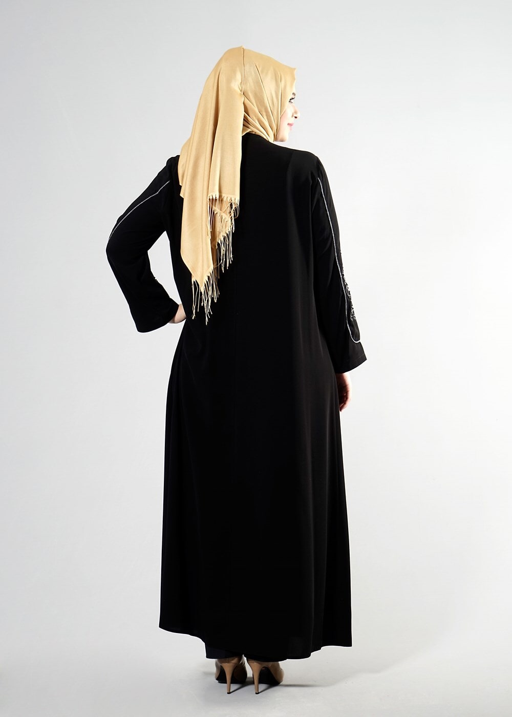 Tesettür giyim SİYAH T 8155 Gino Tesettür Ferace-Alv Fashion