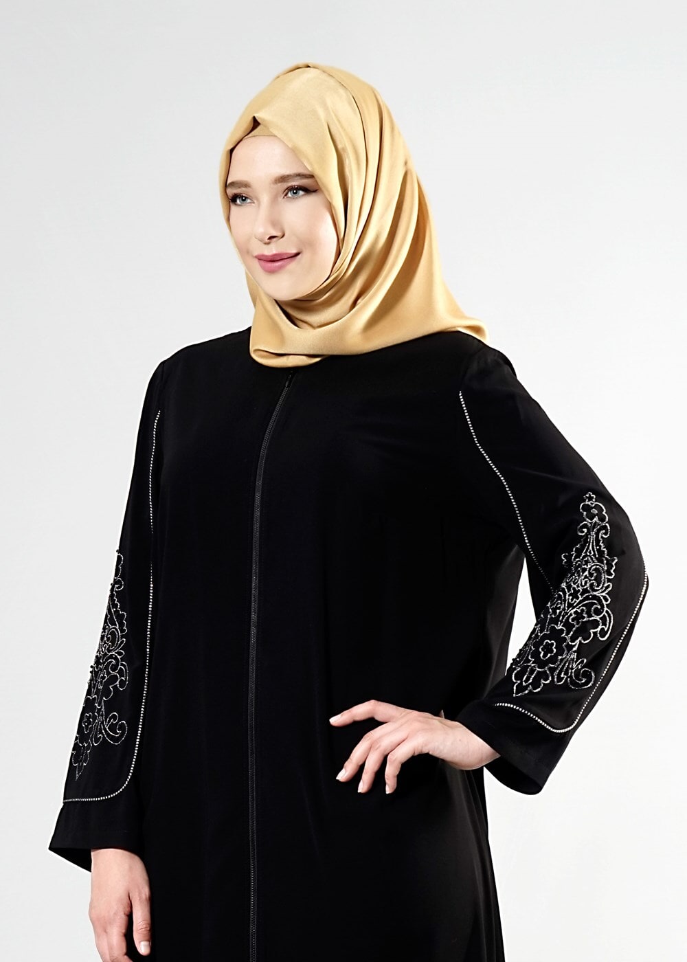 Tesettür giyim SİYAH T 8155 Gino Tesettür Ferace-Alv Fashion