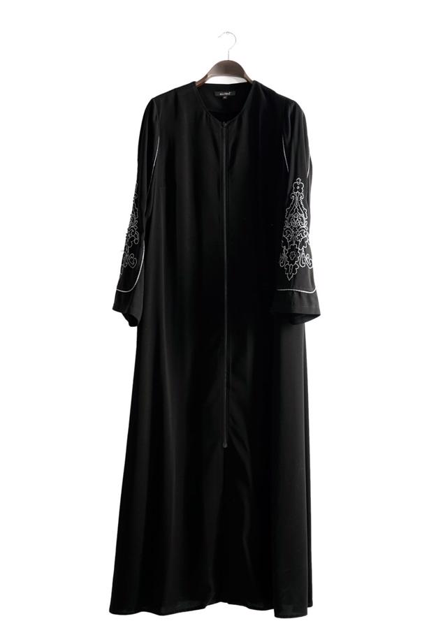 Hijab clothing BLACK T 8155 Gino Tesettür Ferace-Alv Fashion - TRENDTESETTÜR