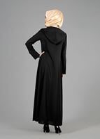 Tesettür giyim SİYAH T 8167 Uvertur Tesettür  Ferace-Alv Fashion