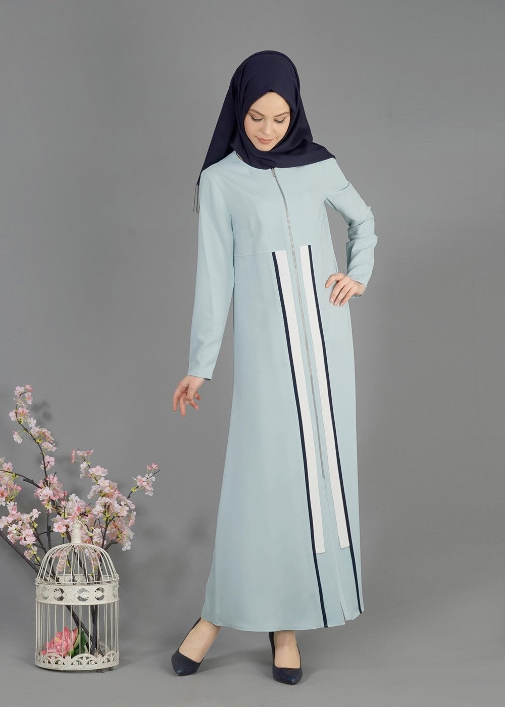 Tesettür giyim MAVİ T 8170 Farah Tesettür Ferace-Alv Fashion