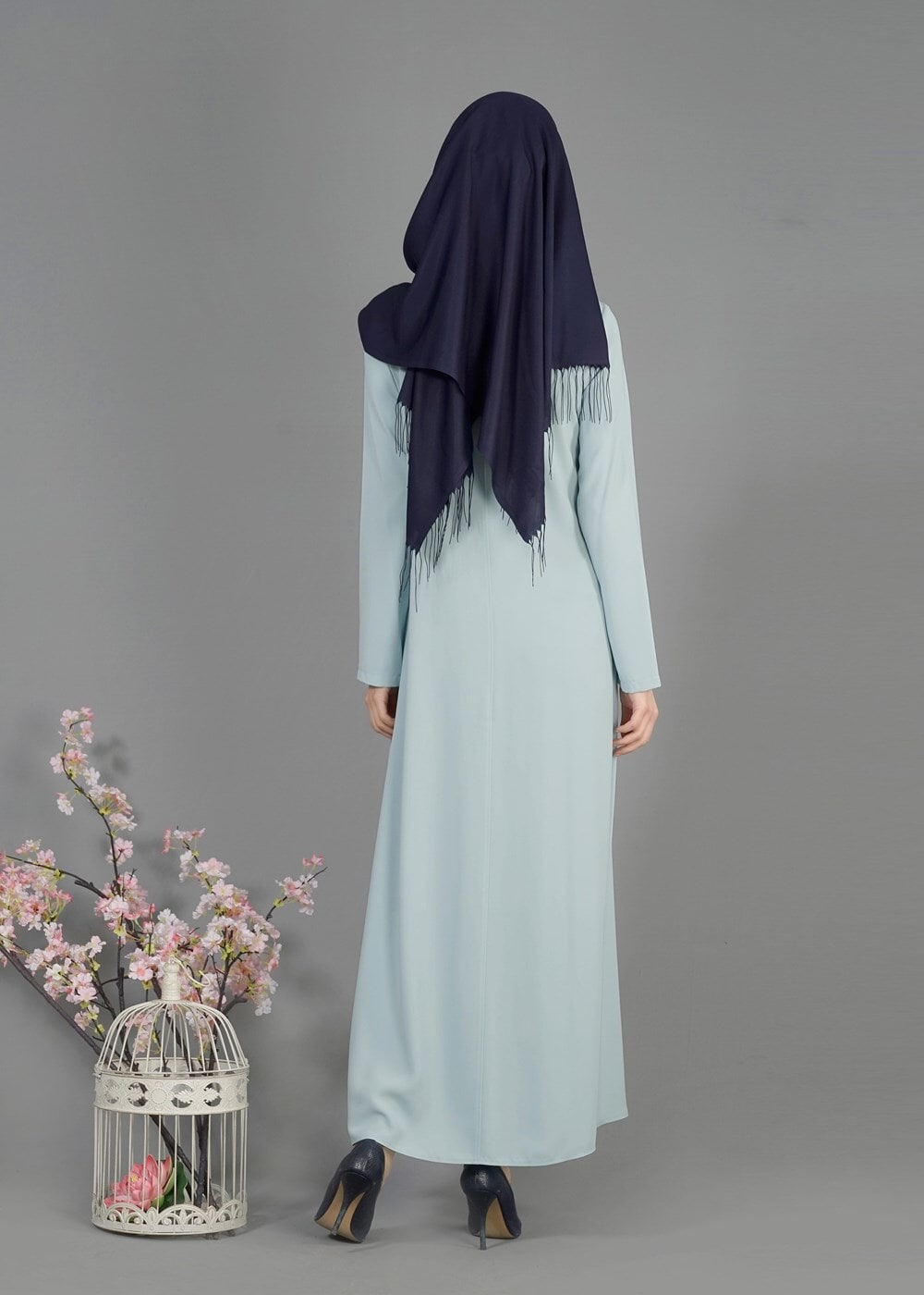 Tesettür giyim MAVİ T 8170 Farah Tesettür Ferace-Alv Fashion