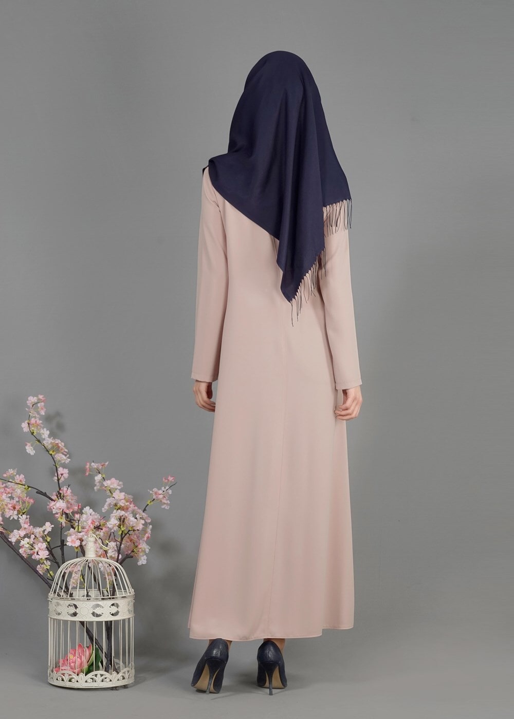 Tesettür giyim PUDRA T 8170 Farah Tesettür Ferace-Alv Fashion