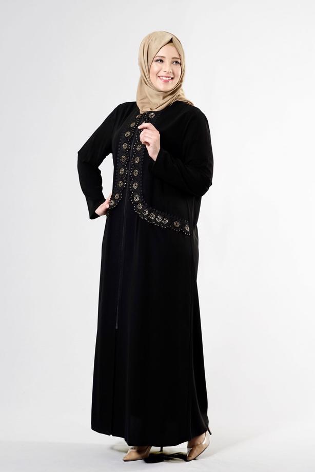 Tesettür giyim SİYAH T 8175 Gino Tesettür Ferace-Alv Fashion - TRENDTESETTÜR