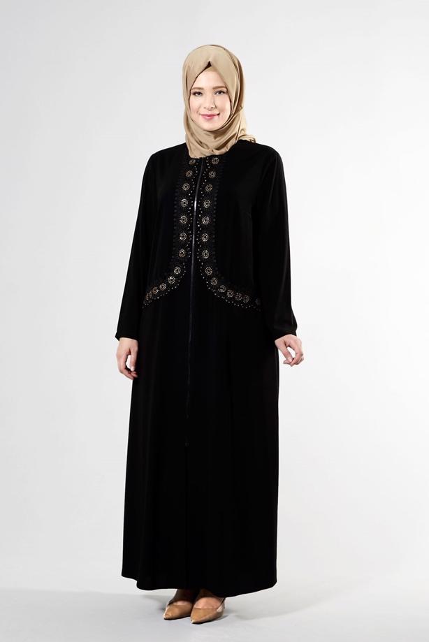 Tesettür giyim SİYAH T 8175 Gino Tesettür Ferace-Alv Fashion - TRENDTESETTÜR