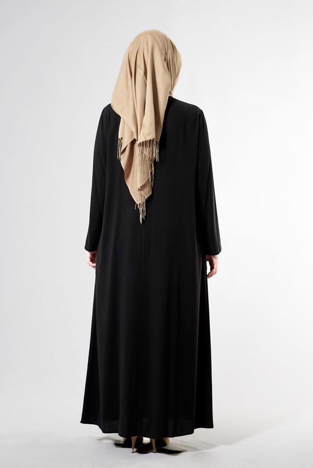 Tesettür giyim SİYAH T 8175 Gino Tesettür Ferace-Alv Fashion - TRENDTESETTÜR