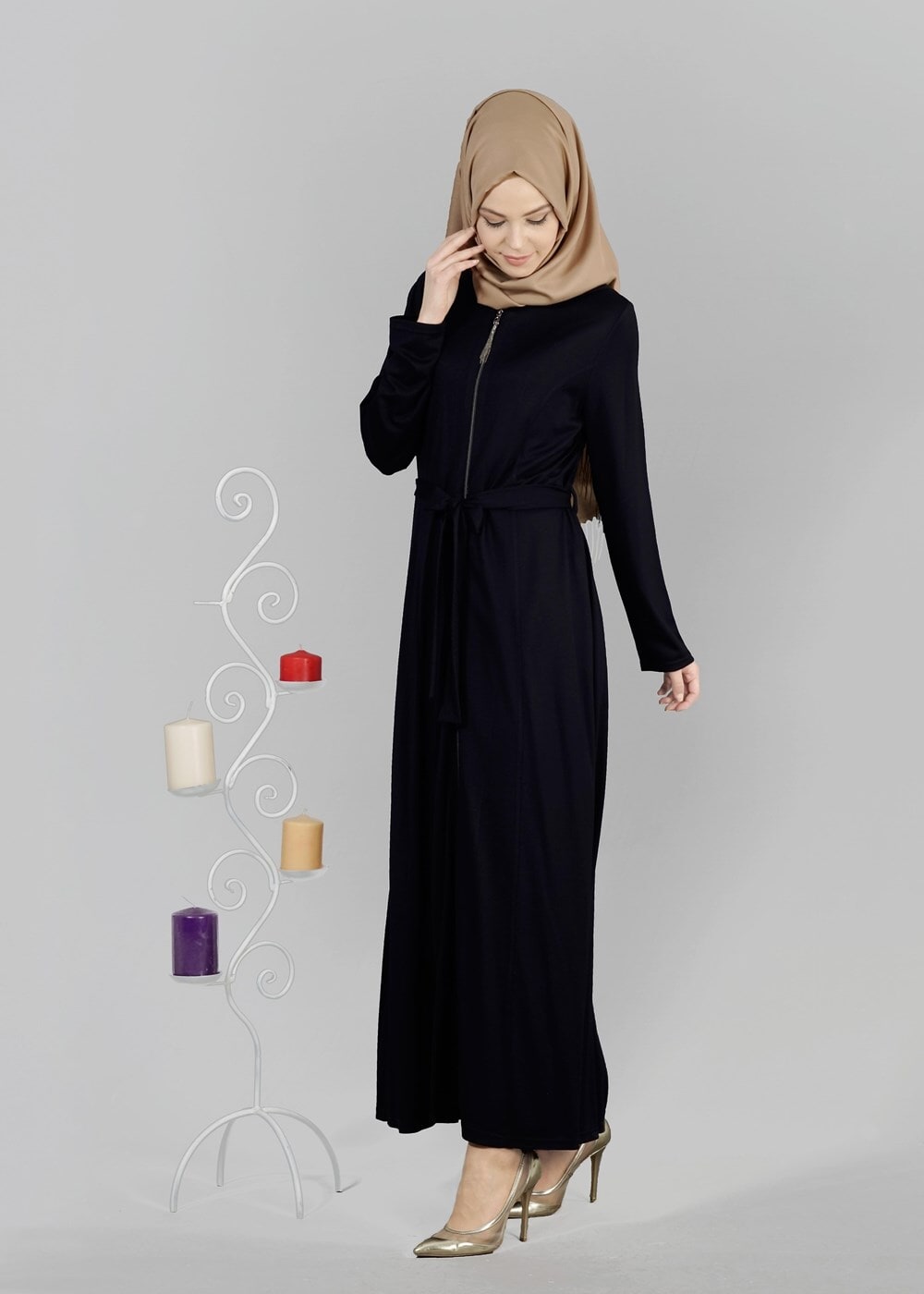 Tesettür giyim SİYAH T 8181 Venezia Tesettür Ferace-Alv Fashion