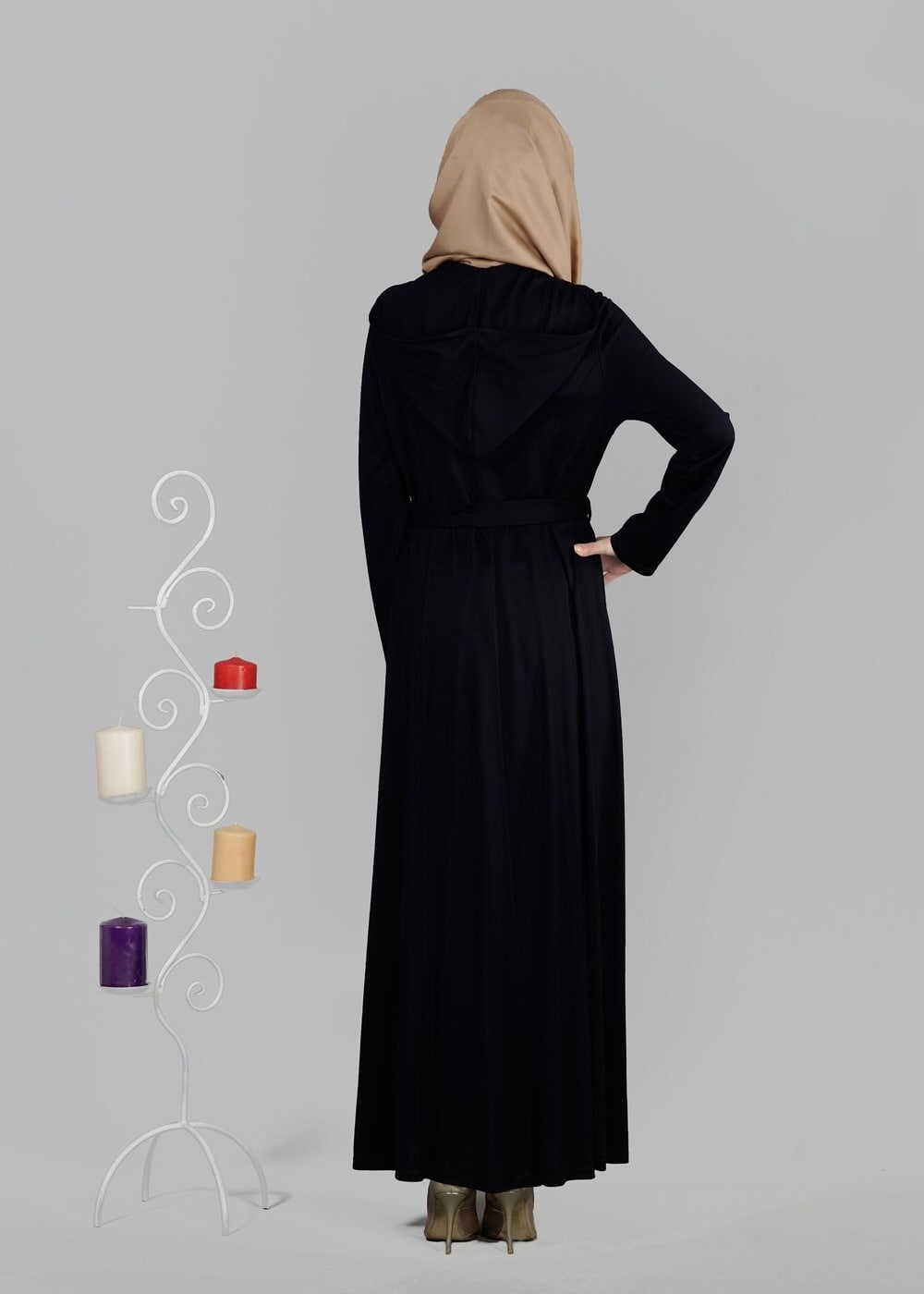 Tesettür giyim SİYAH T 8181 Venezia Tesettür Ferace-Alv Fashion