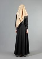 Vêtements hijab NOIR T 1630 Tuay Yakası Ve Beli Taş İşlemeli Abiye