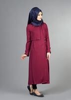 Tesettür giyim FUŞYA T 2039 Tuay Kruvaze Kesim Erkek Yaka Cepli Trench