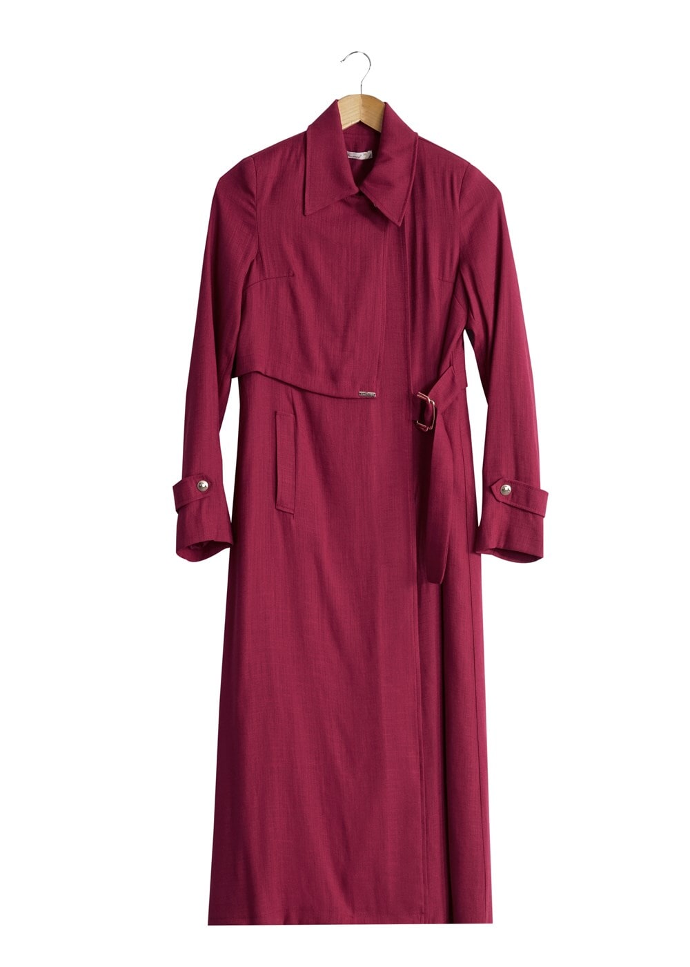 Tesettür giyim FUŞYA T 2039 Tuay Kruvaze Kesim Erkek Yaka Cepli Trench