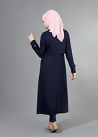 Hijab clothing NAVY BLUE T 2039 Tuay Kruvaze Kesim Erkek Yaka Cepli Trench