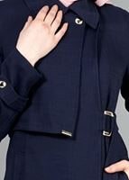 Hijab clothing NAVY BLUE T 2039 Tuay Kruvaze Kesim Erkek Yaka Cepli Trench