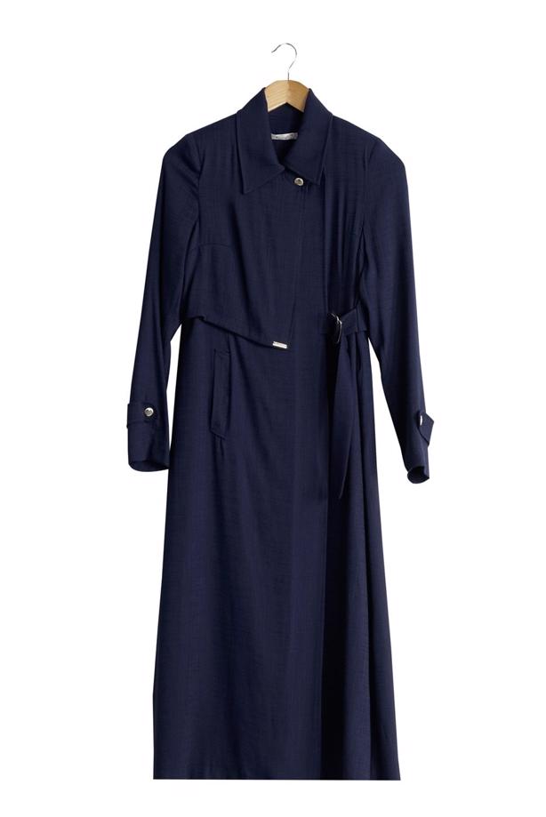 Hijab clothing  T 2039 Tuay Kruvaze Kesim Erkek Yaka Cepli Trench - TRENDTESETTÜR