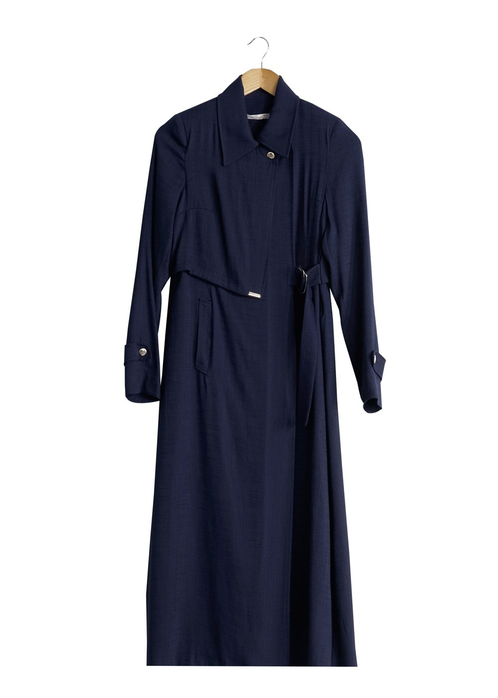 Hijab clothing NAVY BLUE T 2039 Tuay Kruvaze Kesim Erkek Yaka Cepli Trench