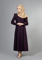 Tesettür giyim MOR T 2063 Tuay Pileli Sıfır Yaka Trench