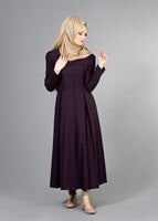 Tesettür giyim MOR T 2063 Tuay Pileli Sıfır Yaka Trench