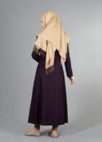 Tesettür giyim MOR T 2063 Tuay Pileli Sıfır Yaka Trench