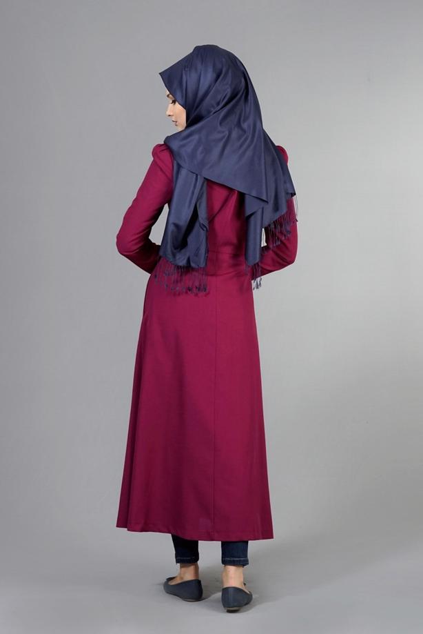 Vêtements hijab  T 2063 Tuay Pileli Sıfır Yaka Trench - TRENDTESETTÜR