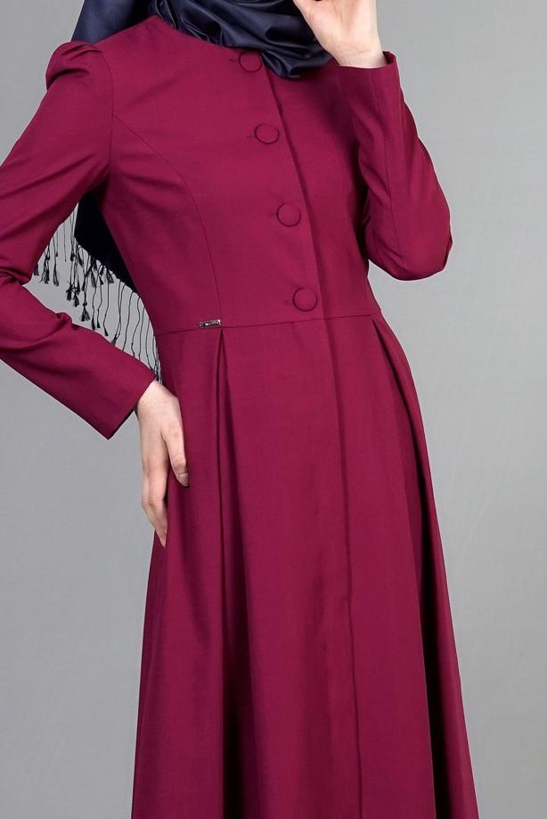 Vêtements hijab  T 2063 Tuay Pileli Sıfır Yaka Trench - TRENDTESETTÜR