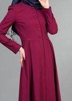 Vêtements hijab FUCHSIA T 2063 Tuay Pileli Sıfır Yaka Trench