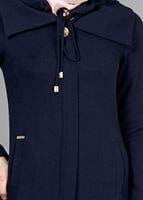 Tesettür giyim LACİVERT T 2076 Tuay Şal Yaka Kapşonlu Trench