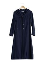 Tesettür giyim LACİVERT T 2076 Tuay Şal Yaka Kapşonlu Trench