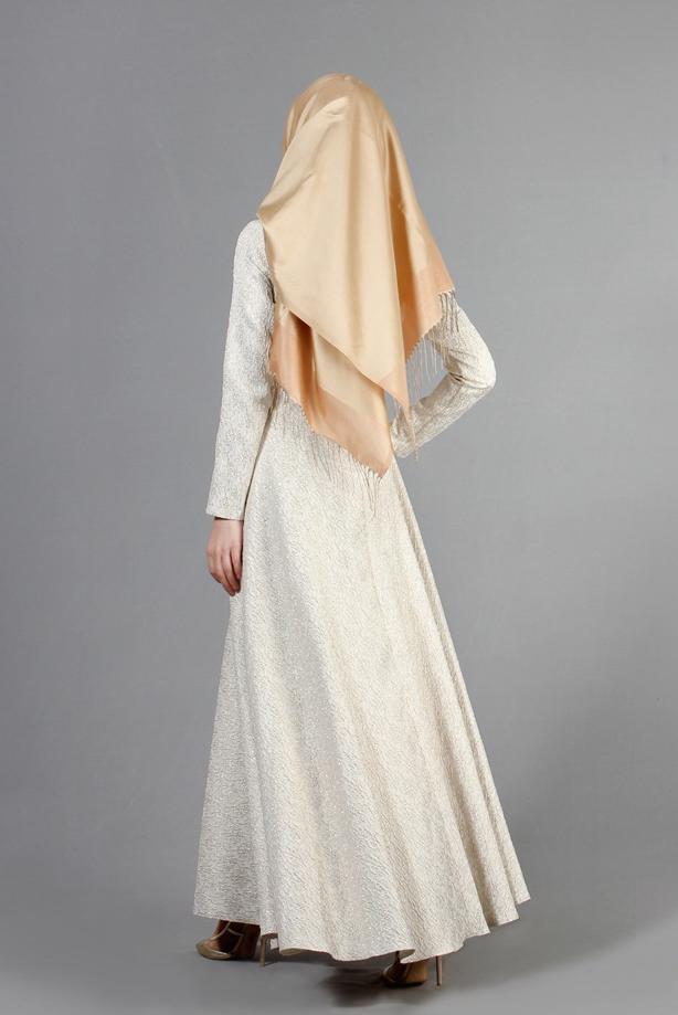 Hijab clothing  T 2080 Tuay Varaklı Küpür Detaylı Abiye - TRENDTESETTÜR