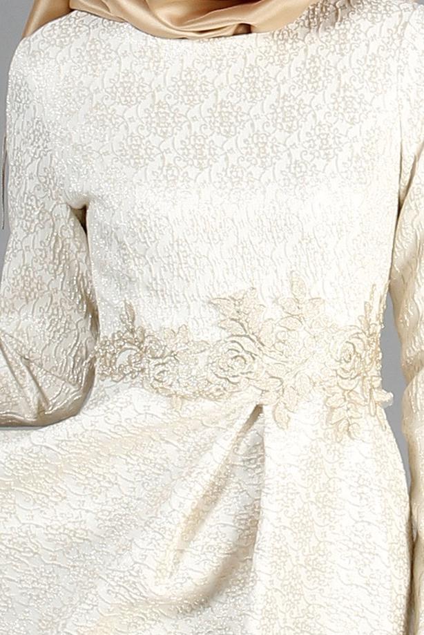 Hijab clothing  T 2080 Tuay Varaklı Küpür Detaylı Abiye - TRENDTESETTÜR
