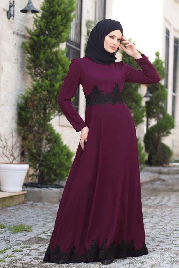 Vêtements hijab  T 2108 Tuay Küpür Detaylı Abiye - TRENDTESETTÜR