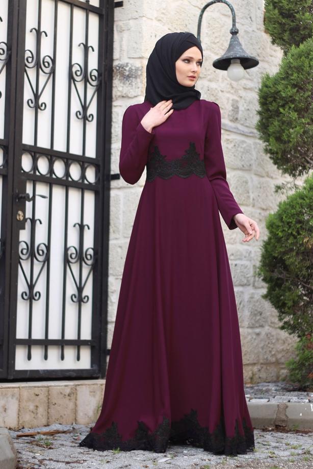 Vêtements hijab  T 2108 Tuay Küpür Detaylı Abiye - TRENDTESETTÜR