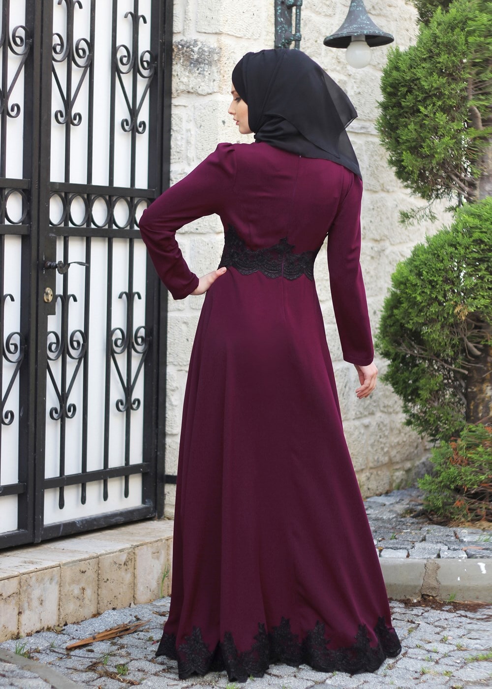 Vêtements hijab PRUNE T 2108 Tuay Küpür Detaylı Abiye