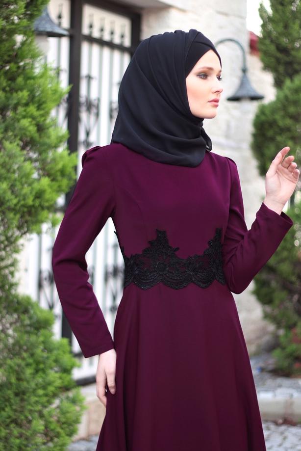 Vêtements hijab  T 2108 Tuay Küpür Detaylı Abiye - TRENDTESETTÜR