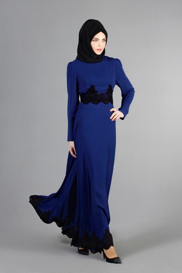Vêtements hijab  T 2108 Tuay Küpür Detaylı Abiye - TRENDTESETTÜR