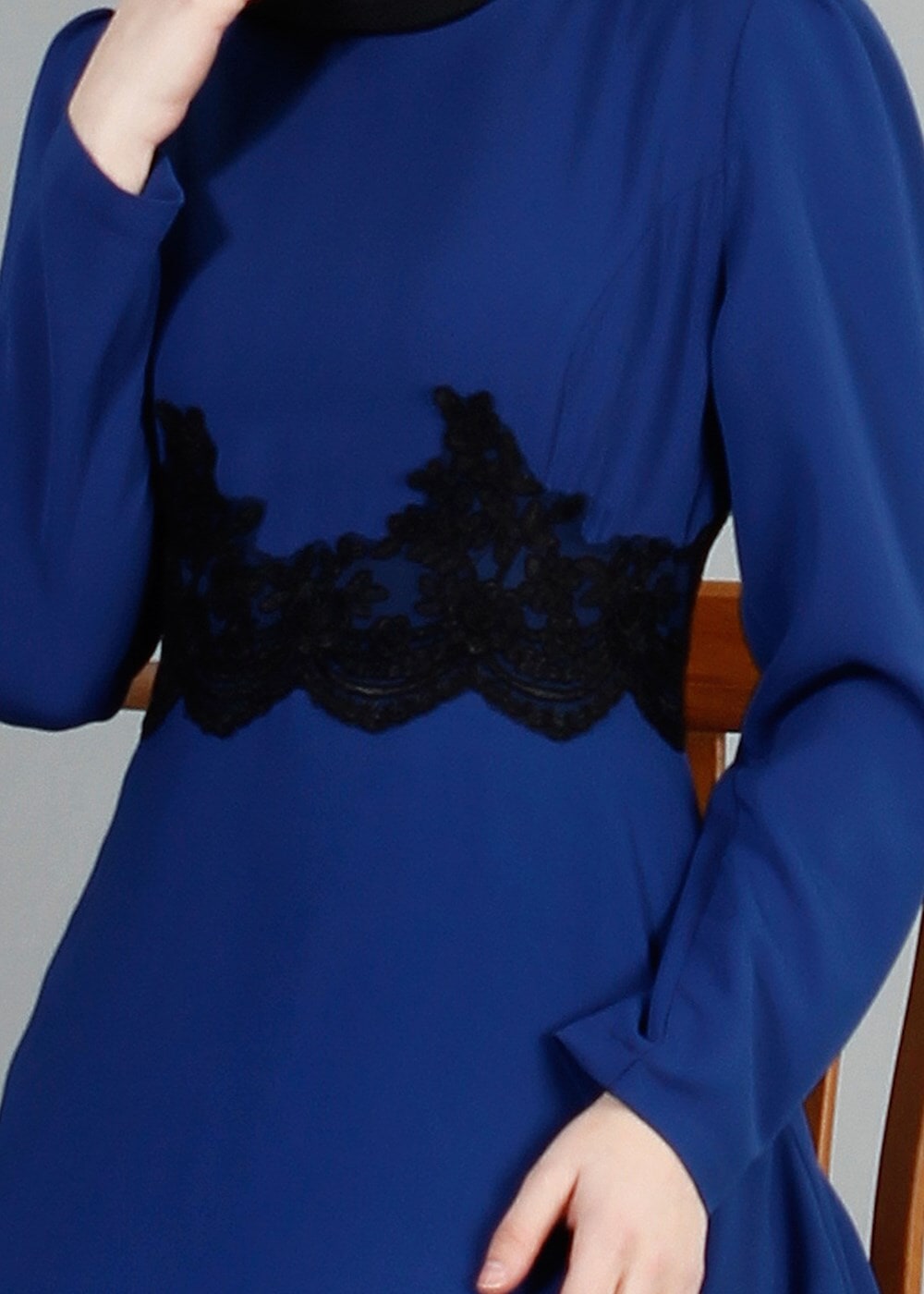 Vêtements hijab BLEU MARINE T 2108 Tuay Küpür Detaylı Abiye